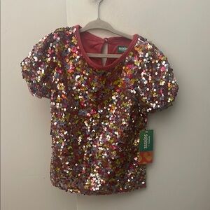 Sequin Sparkle Kids Top - Pink (6)